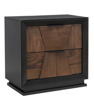 Houston Traditional Style Walnut Nightstand with 2 Drawers - Wooden bed side table with storage drawers in walnut finish