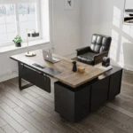 Modern Luxury Executive Desk with File Storage Cabinet L-Shaped Manager Office Furniture Durable and Easy-to-Assemble – top