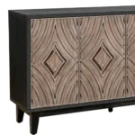 HMS 60" Charcoal and Brown Distressed Wood Sideboard with Four Doors Elegant Furniture Piece - Image 4