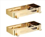 Bathroom Shelf Bath Storage Holder Wall Mounted Gold Stainless Steel Square Bath Shower Shelf Bath Shampoo Holder Corner