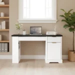 Modern Solid Wood Fluted Office Desk Storage Cabinet Drawers Eco-Friendly Adjustable Height Computer Writing Desk Power