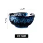 Ceramic Dinner Plates and Bowls, Blue Dishes, Creative Japanese Retro Kiln Changed Tableware Set, Dinnerware – angled view