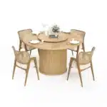 Modern Round Dining Table with Lazy Susan and Storage, 55-Inch MDF & Particle Board – top view