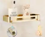 Bathroom Shelf Bath Storage Holder Wall Mounted Gold Stainless Steel Square Bath Shower Shelf Bath Shampoo Holder Corner