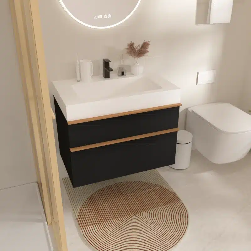 USA Free Shipping 36 Inch Floating Bathroom Cabinet Wall Mounted Wood Black Bathroom Vanity Cabinet With Single Sink