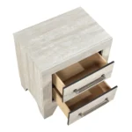 Gray oak nightstand with 2 drawers and rustic finish from Goldoma