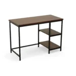 HMS 42" Chestnut and Black Solid Wood and Metal Computer Desk – close-up detail