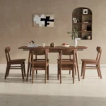 Solid walnut extendable dining table - mid-century modern oval table seats 4-8, seamless extension mechanism