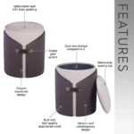 Goldoma two-tone velvet storage ottoman in brown and cream with gold legs, featuring hidden storage compartment