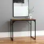 HMS 32" Brown and Black Wood and Metal H-Shape Computer Desk Stylish Office Desks