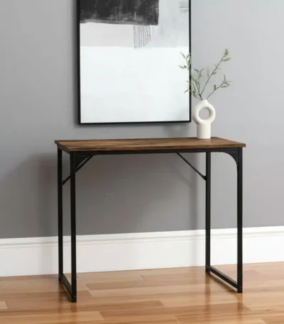 HMS 32" Brown and Black Wood and Metal H-Shape Computer Desk Stylish Office Desks