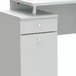 HMS 51 White Computer Desk Simple Modern Design with Five Drawers and Shelf Adjustable Office Desk Made of Wood and Metal