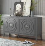 Modern Sideboard Door with Circular Groove Design Wood Door Handle for Living Room Dining Room - Image 5