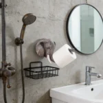 Wall Mounted Resin Elephant Toilet Paper Holder - Realistic Animal Sculpture Paper Roll Rack for Bathroom – side view
