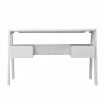 HMS 48" Simple Design White Writing Desk with Two Drawers Adjustable Extendable Wooden Computer Table with Shelf Office Desk