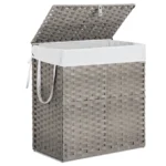 FCJ 110L Hand-Woven PP Rattan Laundry Basket with Lid Foldable and Removable Liner Made of Durable Plastic – close-up detail