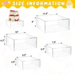 Set of 4 Frosted Acrylic Cube Display Boxes White Buffet Nesting Risers with Hollow Bottoms Cake Decorating Supplies - Image 2