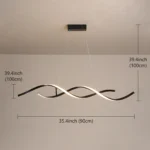 40W Dimmable LED Wave Pendant Light, Adjustable Length Hanging Chandelier Lamp for Kitchen Island, Dining Room, Living Room