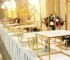 Elegant wedding cake stand set with tiered metal holders for dessert table