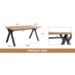 63" x 35.4" Wood-Textured MDF Dining Table with Black A-Frame Legs – close-up detail