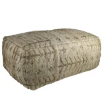 Goldoma 34-inch natural cotton geometric pouf ottoman in living room, tufted square stool as footrest and extra seating