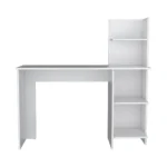 HMS 47" White Wood Computer Desk Simple Modern Design with Shelf and Drawer Adjustable Office Desk Metal and Wooden Material