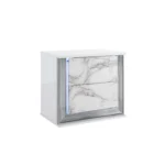 Moon white marble nightstand with LED lighting and color-changing illumination