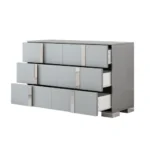 Elegant Modern Dresser with 6 Drawers and Metal Base - Goldoma – close-up detail