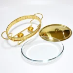 Stainless Steel Glass Serving Dish hot pot small chafing dish Food Warmer Buffet Luxury Golden Oval Hotel Wedding Chafing Dish - Image 25