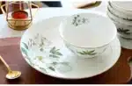 Bone China Plate Set for Household, Ceramic Dinner, Vegetable Dishes, Round Deep Plate, European Pastoral Tableware, 8 inch