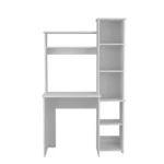 HMS 40" White Computer Desk with Shelf and Drawer Adjustable Simple Modern Office Desk Wooden and Metal Computer Table