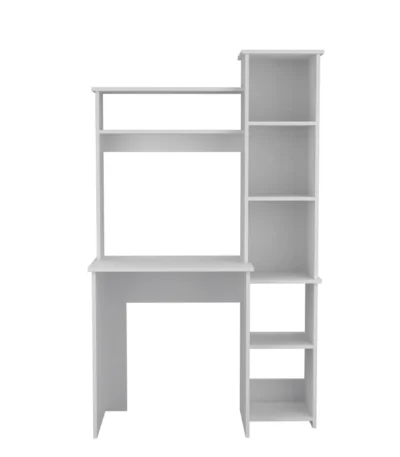 HMS 40" White Computer Desk with Shelf and Drawer Adjustable Simple Modern Office Desk Wooden and Metal Computer Table