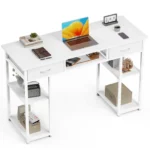 FCJ Ergonomic Laptop Table Wooden Metal Convertible Computer Desk for Small Home Office Bedroom for Writing Learning Hotel