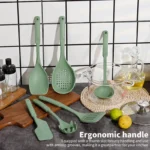 6-piece kitchen utensil set with colorful silicone spatulas and spoons on a countertop