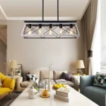 Goldoma 32-inch pendant chandelier with five lights, viewed from below against a white ceiling, highlighting the