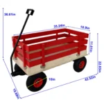 Close-up of the cart's sturdy wheels and metal frame, highlighting durable construction.
