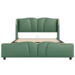 Goldoma queen PU leather bed frame with wingback headboard in a modern bedroom setting