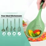 6-piece kitchen utensil set with colorful silicone spatulas and spoons on a countertop