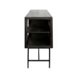 HMS 70 Modern Black Solid Wood Sideboard Four Glass Doors Dining Room Furniture for Living Room or Farmhouse - Image 5