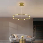 USA Stock ComiLED Gold/White/Black Ring LED Chandelier Modern Aluminum Round Pendant Light for Living Room & Bedroom