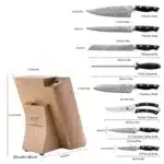 9 Pieces ABS Handle Fillet Knife VG-10 Damascus Steel Kitchen Knife Set with Sharpener Chicken Bone Scissors – side view