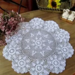 Handmade Crochet Coasters Cotton Lace Cup Mat Placemat 60/70/ 80/ 90 CM RD Shabby Chic 4 Sizes Vintage Crocheted Tablecloth