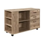 39.37 In. W Black Oak Wood 3-Drawer Lateral File Cabinet FCJ Series – close-up detail