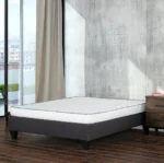 Reversible foam mattress in a box for full and queen size beds with high-density comfort foam and double-sided quilted cover in modern white