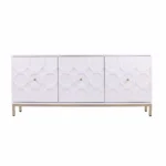 HMS 59 Modern Luxury Sideboard White and Gold Mango Wood Three-Door Cabinet for Home Bar Living Room or Farmhouse Furniture - Image 2