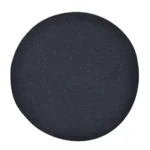 Goldoma 16-inch round chevron ottoman in black and white cotton upholstery with wooden legs