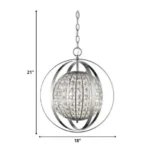 Olivia 1-Light Polished Nickel Crystal Globe Pendant by HMS Elegant Chandelier or Pendant Light – base detail