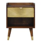 Solid Wood Manila Gold Nightstand – 1 Drawer 1 Open Slot Dark Brown – side view