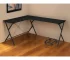 HMS 62" Modern L-Shaped Computer Desk in Black Portable with Bookshelf for Bedroom or Hotel Made of Wood and Metal