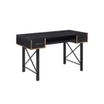 HMS 47" Minimalist Black Computer Desk with Two Drawers and Shelf Wooden PC & Gaming Office Desk Foldable Design
